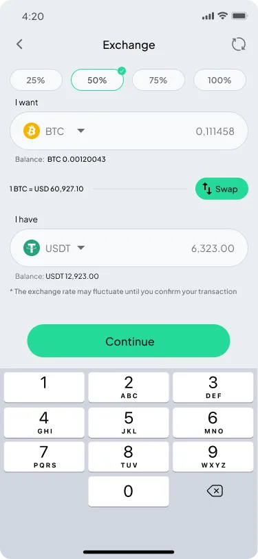 Hero Wallet: exchange asset