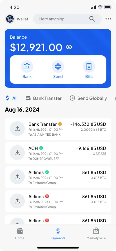 Hero Wallet: payments